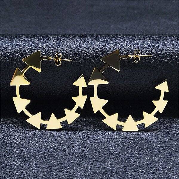 304 Stainless Steel C-Shaped with Triangle Stud Earrings
