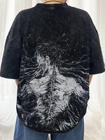 Eren Attack Titan cotton wash T-shirt Survey Corps cosplay short-sleeved novel comfortable unisex clothing Top Tee Menswear T...