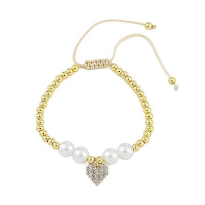 Rack Plating Brass Stretchable Bracelets with Cubic Zirconia for Women