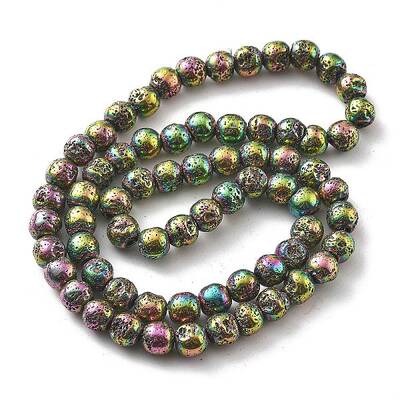 Electroplated Natural Lava Rock Beads Strands