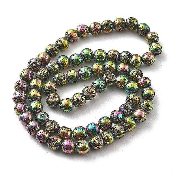 Electroplated Natural Lava Rock Beads Strands