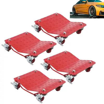 Garvee Heavy Duty 8000lbs Car Wheel Dolly Set of 4 - V-Shaped Anti-Skid Lockable Wheels - Global Vehicle Rollers for Cars, Tr...