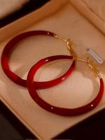 Women's Elegant Red Hoop Earrings, Fashionable Jewelry for Women for Party, Daily Clothing Decor, Trendy All-match & Exquisit...