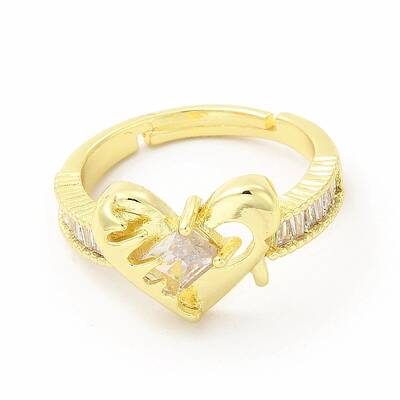 Cubic Zirconia Heart Adjustable Ring