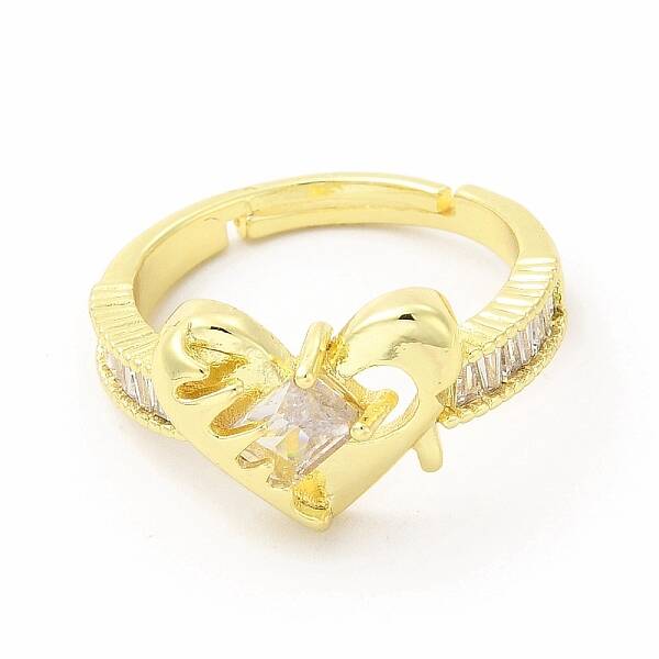 Cubic Zirconia Heart Adjustable Ring