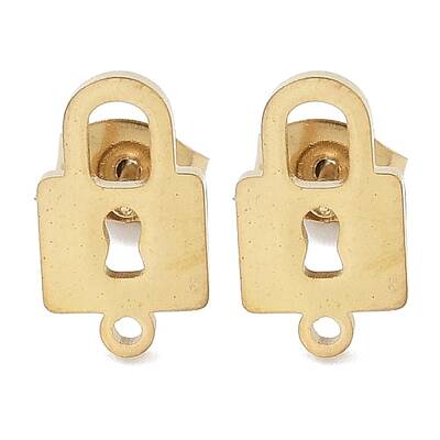 Lock Ion Plating(IP) 304 Stainless Steel Stud Earring Findings