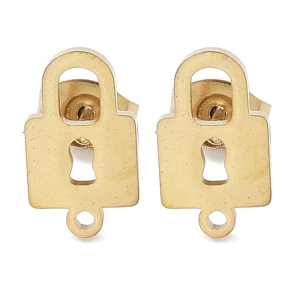 Lock Ion Plating(IP) 304 Stainless Steel Stud Earring Findings