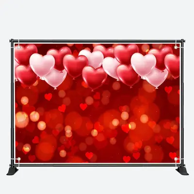 Red Dots Heart Balloon Bokeh Valentines Day Backdrop - Aperturee