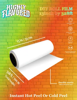 13in by 3936in (328ft) DTF Film Roll (Instant Peel)