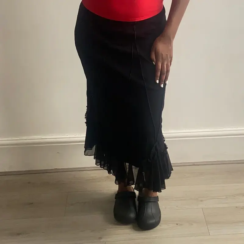 Unbranded Maxi Skirt - 31W UK 12 Black Viscose Blend