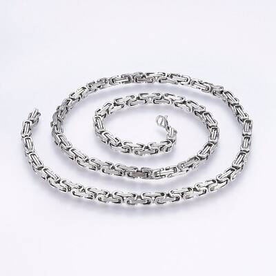 Non-Tarnish 201 Stainless Steel Byzantine Chain Necklaces