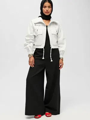 Women's Plain Zipper Short Jacket, Lightweight Casual Fitted Coat with Pockets, Fashion Long Sleeve Spring & Fall Outerwear, ...