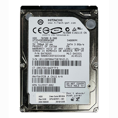 512557-002 HP 500GB 5400RPM SATA 3Gb/s 8MB Cache 2.5-inch Hard Drive