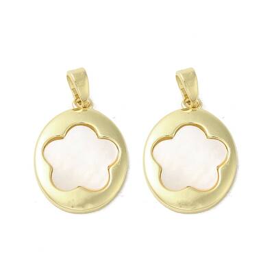 Brass Pave Shell Pendants