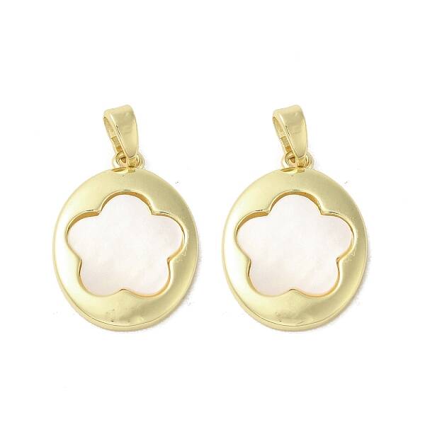 Brass Pave Shell Pendants