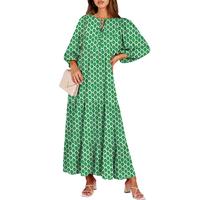 ANRABESS Womens Boho Maxi Dresses 2025 Summer V Neck Puff Sleeve Floral Flowy Swing Casual vacation Long Dress Boho Sundress ...