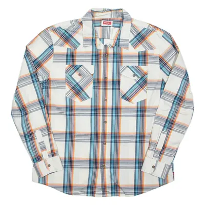 WRANGLER Mens Shirt Beige Check Long Sleeve XL