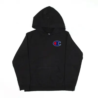 CHAMPION Sports Hoodie Black Pullover Boys L