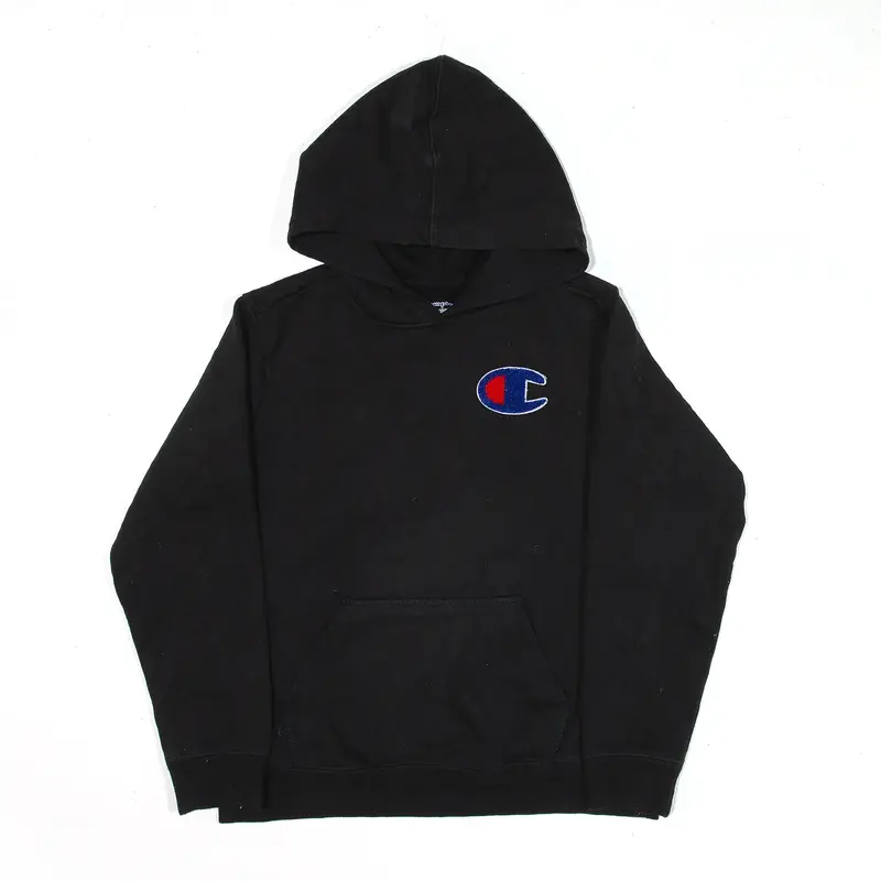 CHAMPION Sports Hoodie Black Pullover Boys L