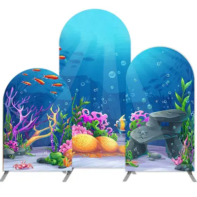 Aperturee Cartoon Sea World Double Sided Party Arch Backdrop Kit | Diy Round Arch Backdrop | Diy Arch Backdrop Cover | Chiara...