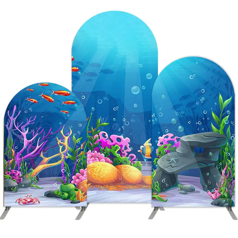 Aperturee Cartoon Sea World Double Sided Party Arch Backdrop Kit | Diy Round Arch Backdrop | Diy Arch Backdrop Cover | Chiara...