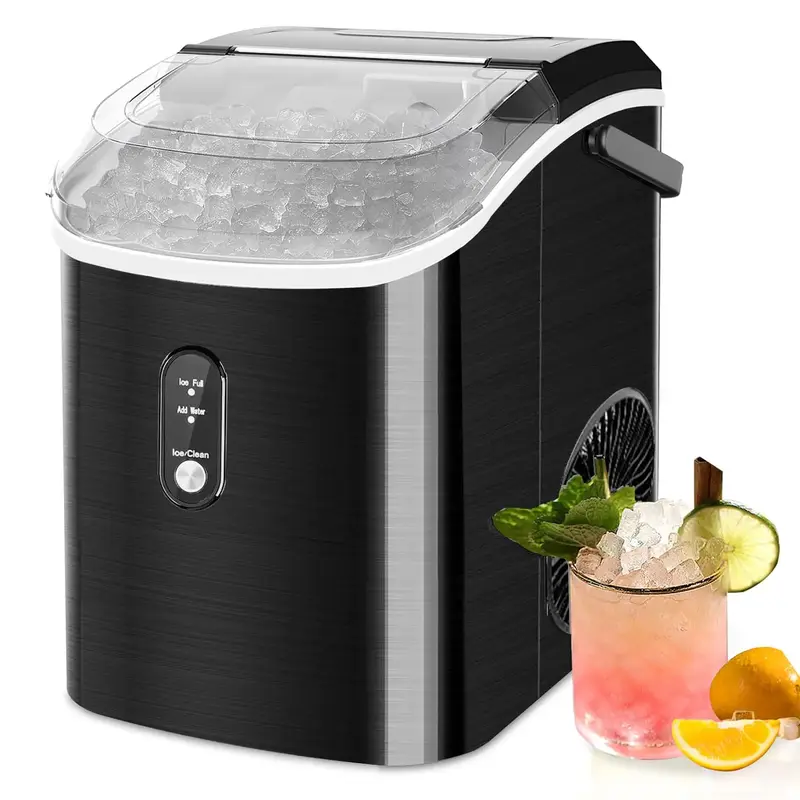 COWSAR Nugget Ice Maker with Handle,33lbs/Day, Produce a Basket in 1.5 Hour, Self-Cleaning, One-Click Design, Compact Ice Mak...