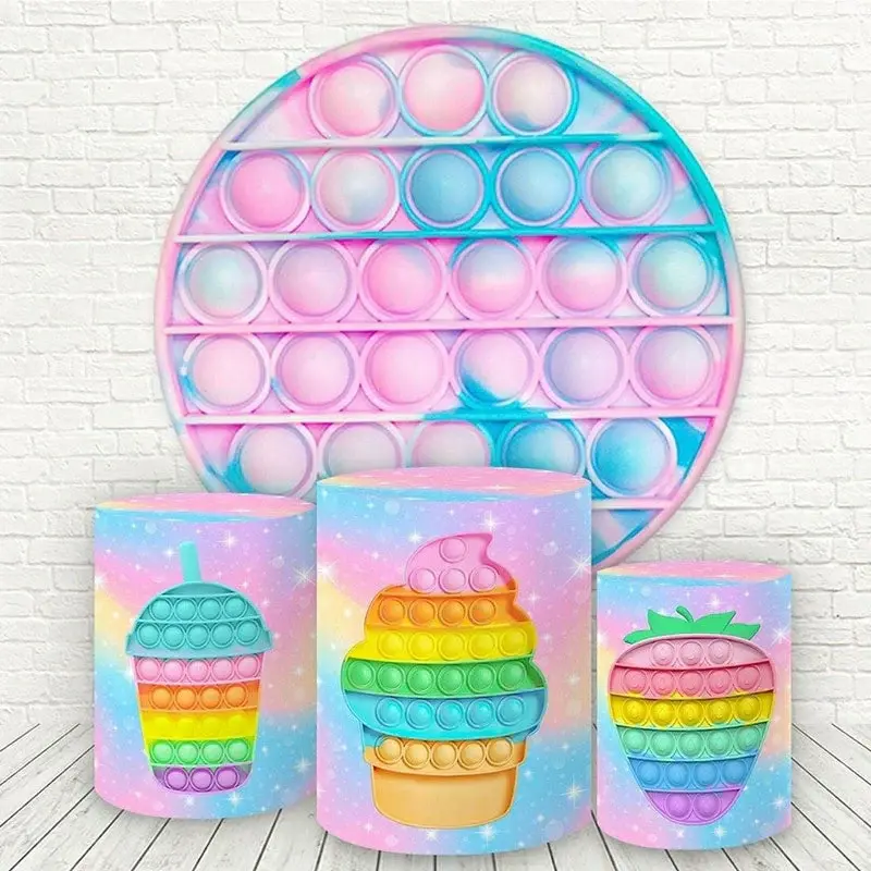 Aperturee Colorflu Glitter Pop It Round Birthday Party Backdrop | Birthday Backdrop Ideas | Custom Circle Backdrop Birthday |...