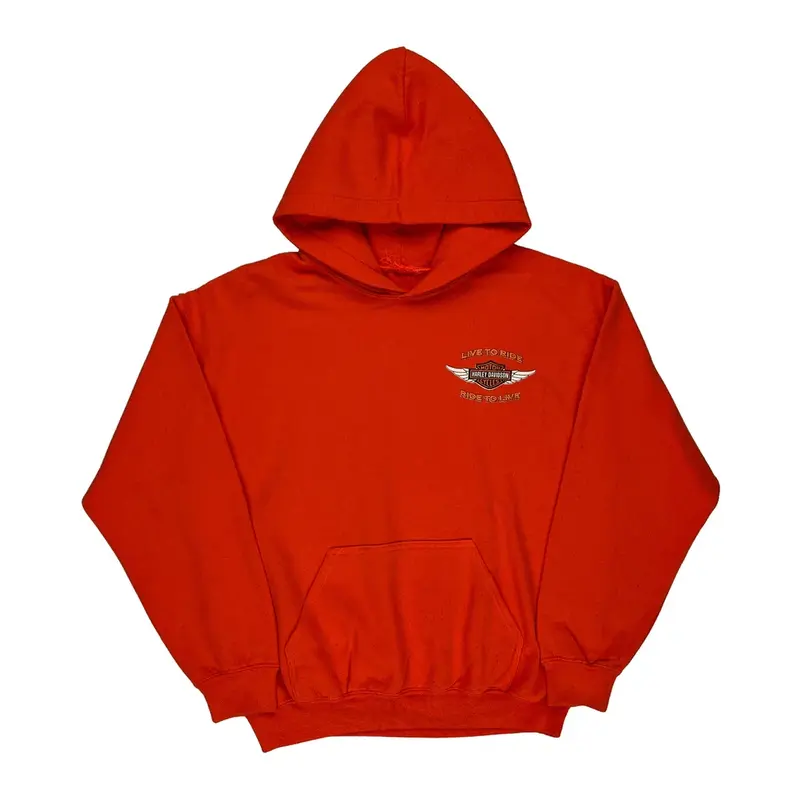 Motorcycle Harley Davidson Graphic Hoodie - Large Red Cotton