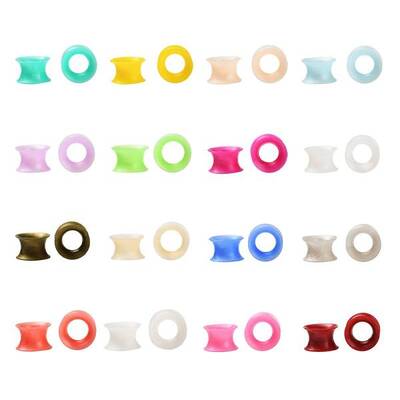 32Pcs 16 Colors Silicone Thin Ear Gauges Flesh Tunnels Plugs