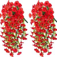 Artificial Morning Glory Vine, 2 Counts/set Fake Flower Vine, Decorative Flowers for Home Party Outdoor Yard Wall Hanging, Or...