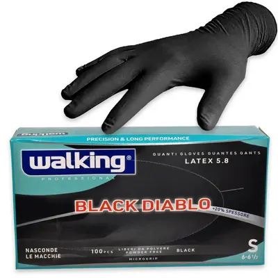 Latex gloves 5.8 black diablo walking 100 pieces size S