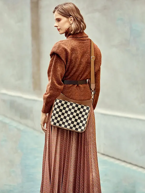 Fashionable Checkerboard Pattern Crossbody Bag, Casual Versatile Shoulder Bag for Women, Trendy All-match Commuter Bag for Da...