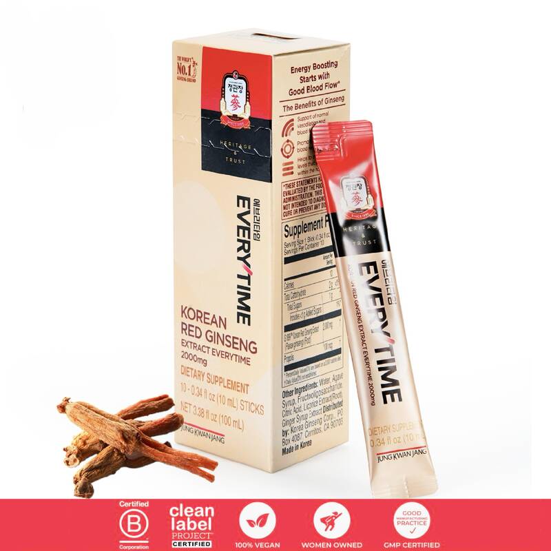 [Official Shop] Jung Kwan Jang Korean Red Ginseng Extract Everytime 2000mg  Energy Supplements  Caffeine Free, Support I