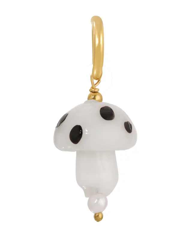 Mushroom Charm | Metal Color: Gold | Color: White