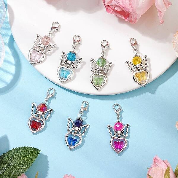 7Pcs 7 Colors Angel Glass Pendant Decorations