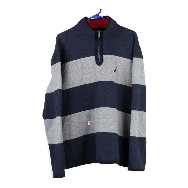 Nautica Striped 1/4 Zip - XL Navy Cotton