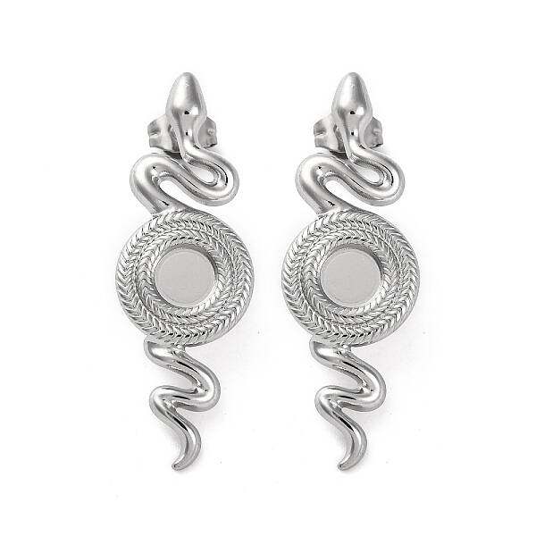 304 Stainless Steel Snake Stud Earrings