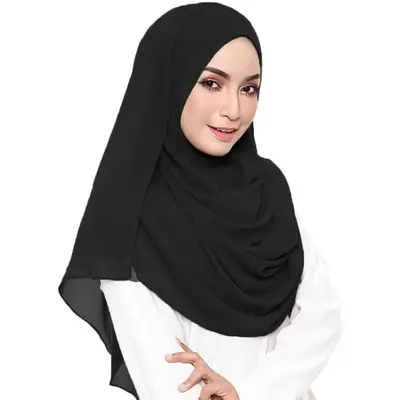 Solid Color Bubble Chiffon Scarf for Women Fashion Soft Hijab Long Scarfs Wrap Scarves
