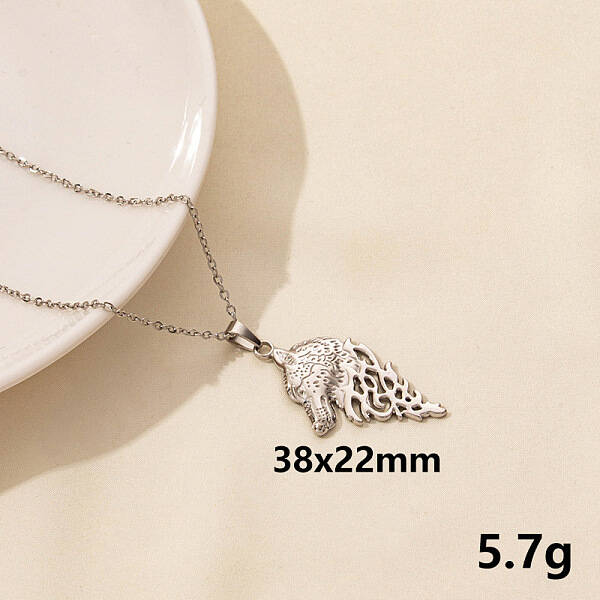 304 Stainless Steel Wolf Pendant Necklace