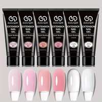 Poly Manicure Gel Kit - 6 Color Poly Manicure Gel Setsoft pink,clear Nail,nude,white,pinkPoly Manicure Gel Long Lasting Poly ...