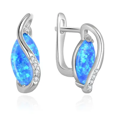 Beneto Silver earrings with synthetic opals AGUC2607