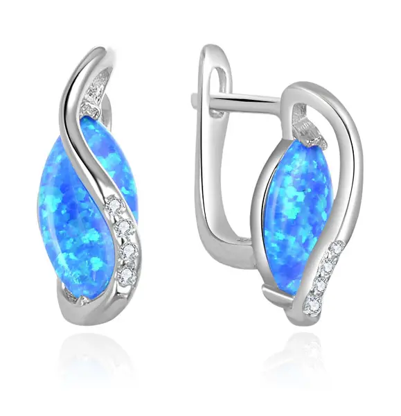 Beneto Silver earrings with synthetic opals AGUC2607