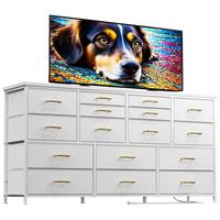 Raybee Furniture Dresser TV Stand with Power Outlet, with 16 Storage Drawers,Sturdy Metal Frame & Wood Top, For Living Room, ...