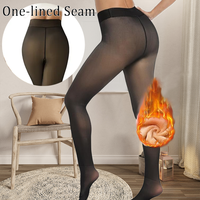 One-lined Seam  Fleece Lined Tights Women,Sheer Fake Translucent Winter Thermal Pantyhose Opaque Warm Thick High Waist Leggin...