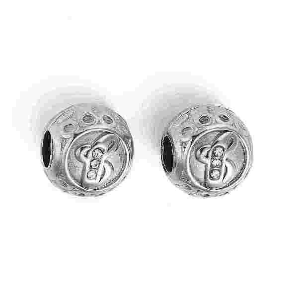 304 Stainless Steel Rhinestone European Beads