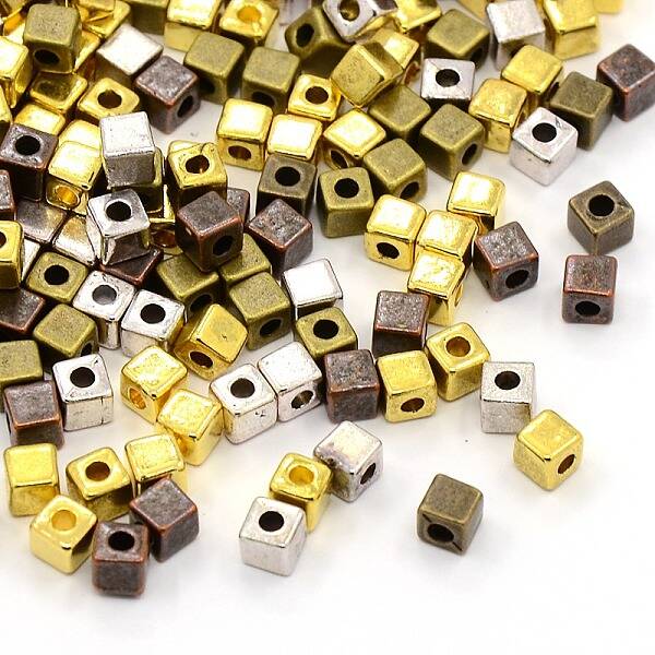 Tibetan Style Alloy Cube Spacer Beads