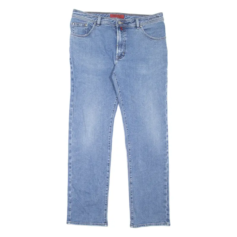 PIERRE CARDIN Dijon Mens Jeans Blue Regular Straight Stone Wash W36 L34