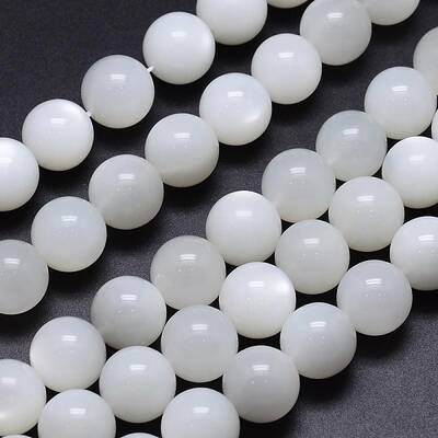 Natural White Moonstone Round Bead Strands