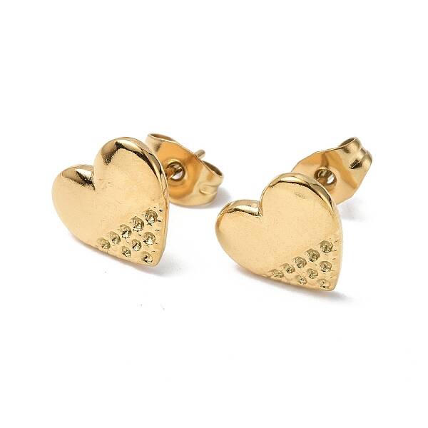 Ion Plating(IP) 304 Stainless Steel Heart Stud Earrings for Women