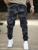 Men's Camo Print Cargo Pants, Regular Fit Casual Comfy Multi-pocket Trousers for Daily Wear, Fashion Men's Bottoms for All Se...